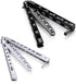 Moon Boat 2PCS Butterfly Knife Training Practice Comb, Unsharpened Blade Black Silver