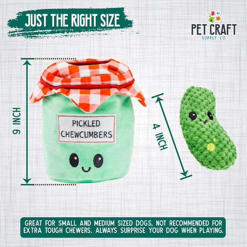 Pet Craft Supply Hide and Seek Plush Dog Toys, Crinkle Squeaky Interactive Puzzle Chew Toy Bundle Pack - Pickles