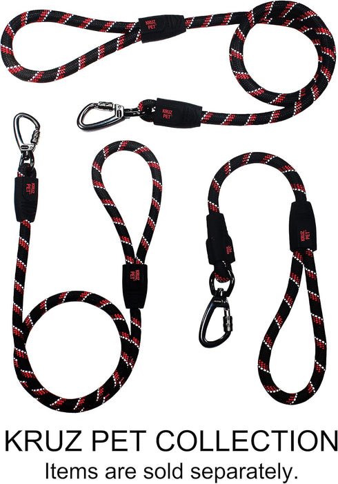 Kruz Short Traffic Leash - KZROPE5020-02L - Heavy-Duty Reflective Dog Rope for Walking, Blue