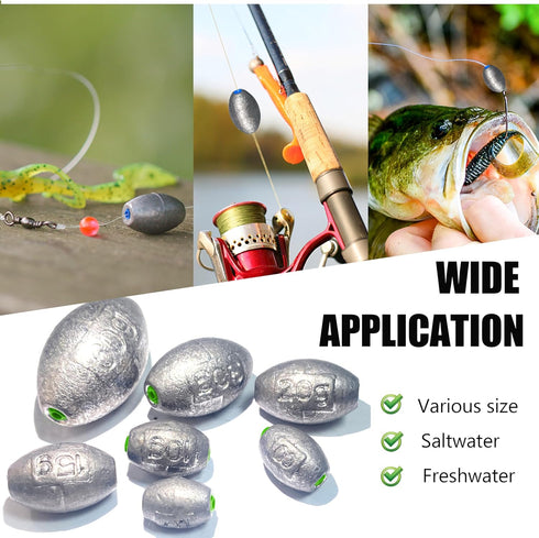 Egg Weights Egg Fishing Sinkers Lead Weights Catfish Weights Slide Sinkers for Fishing Line Assortment
