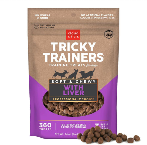 Cloud Star Tricky Trainers Chewy Dog Treats – Whole Grain Soft for Adult & Puppy