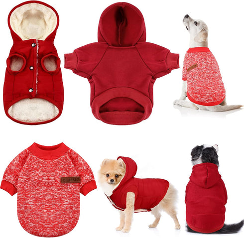 3 Pcs Pet Dog Sweater Jacket, Large, Knitwear Hoodie Clothes, Warm Winter Costume for Puppies