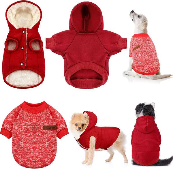 3 Pcs Pet Dog Sweater Jacket, Large, Knitwear Hoodie Clothes, Warm Winter Costume for Puppies