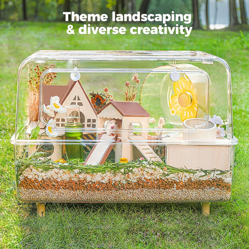 Mini&moe Hamster Platform - Small Animal Play Wooden Heigh Platform for Exercise Wheel Food Bowl Water Bottle and Other