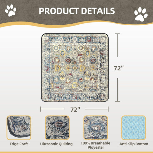 SCLOSE 72" 72" Washable Pee Pad for Dogs Extra Large, x Reusable Puppy Pads Waterproof Dog Rugs, Super Absorbent