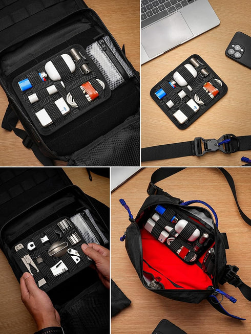 Backpack (TCM11-M-Black) TACTICAL_GEEK EDC Organizer Board, Anti-Slip Elastic Woven Board, Utility Bag Insert Panel