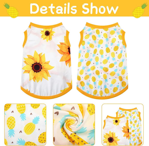 4 Pieces Pet Clothes Set, 2 Cute Dog Dresses and 2 Breathable T-Shirts for Pets (X-Large)