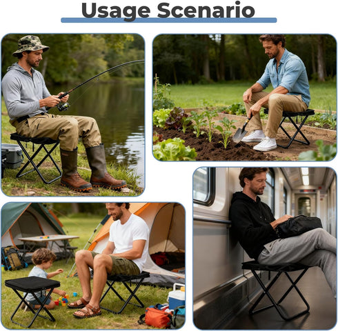 YFFFOVSSS 1.4Lbs 220Lbs Portable Folding Camping Stool - Ultra Lightweight, Heavy Duty, Reinforced Steel Frame, Quick
