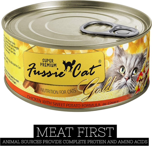 Fussie Cat Super Premium Chicken & Sweet Potato Formula in Gravy Grain-Free Wet Cat Food, 2.82oz, Case of 24