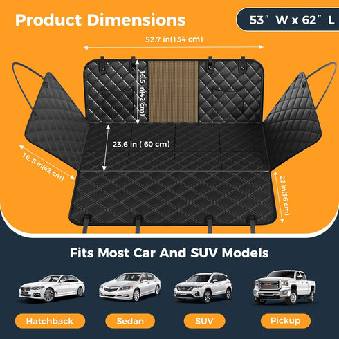 400lbs,New Hammock,Suitable Dog Car Seat Cover for Back Seat, Hard Bottom Back Seat Extender for Dogs - Supports