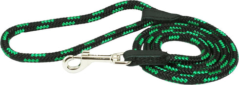 Dogs My Love Rope Leash 4ft Long (Small: 4ft Long; 0.3" Diam, Green/Black)
