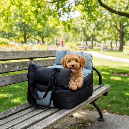 Dog Car Seat for Small Dogs: Puppy Car Seats Bed Waterproof with Safety Leash - Pet Carseat Doggy Carrier with Storage