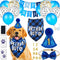 Sumind 18 Pcs Dog Birthday Party Supplies, Pet Birthday Bandana, Balloon Banner, Hat with 0-8 Figures, Touch Ink Pad,