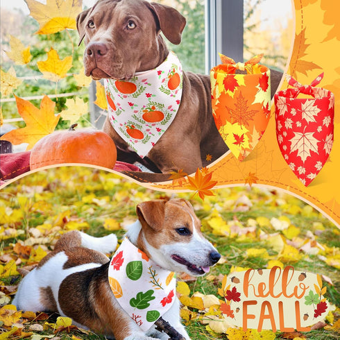 50 25 (25.6 17.7 17.7) Preboun Pcs Fall Thanksgiving Dog Bandana Bulk Pumpkin Maple Leaves Bandana for Dogs Triangle