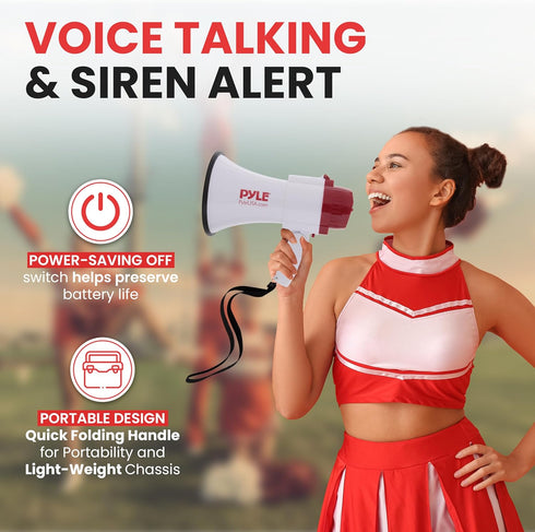 Pyle Megaphone Speaker Lightweight Bullhorn - Built-in Siren, Adjustable Volume Control and 800 Yard Range - PMP30 by PYLE-PRO
