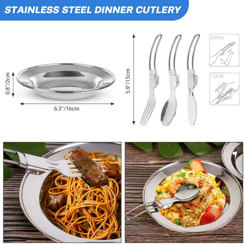 Peidesi 15pcs Camping Cookware Mess Kit - Portable Non-Stick Aluminum Alloy Cookware for Outdoor Cooking