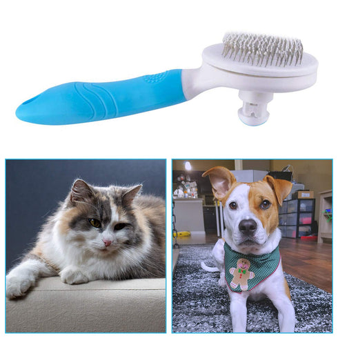Cat Brush for Shedding, Self Cleaning Slicker Brush, Skin Friendly Grooming Tool for Dogs, Cats, Rabbit Massage