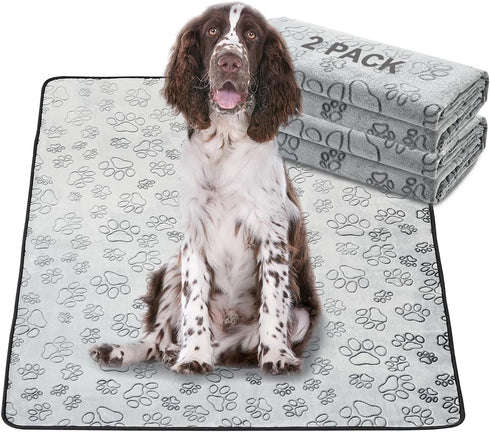 Qeils Reusable Puppy Pads, 2 Pack Washable Pee Pads, Non-Slip, Absorbent & Leakproof Training Mats for Potty & Crate