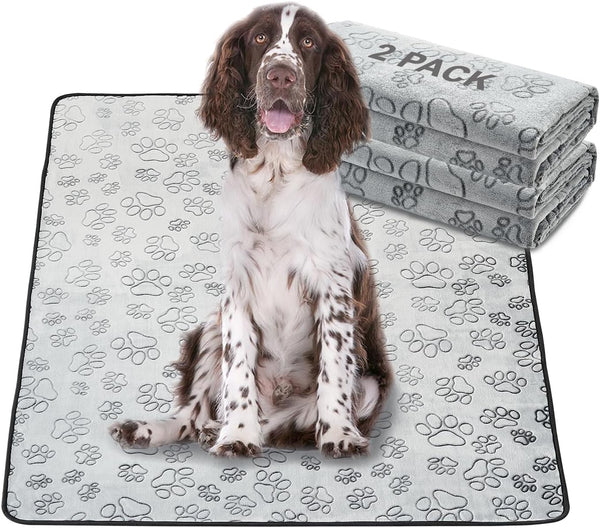 Qeils Reusable Puppy Pads, 2 Pack Washable Pee Pads, Non-Slip, Absorbent & Leakproof Training Mats for Potty & Crate