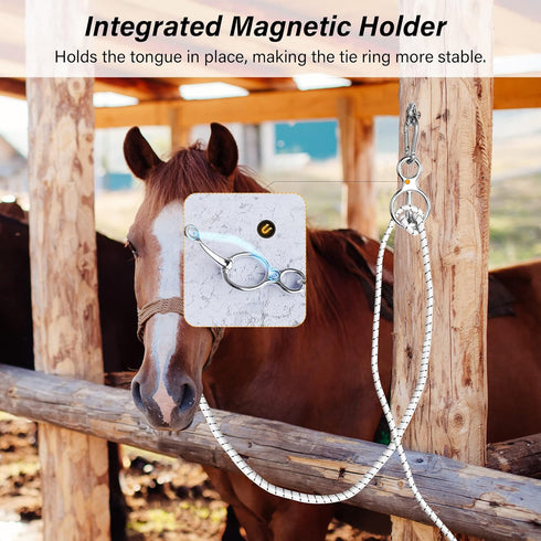 Horse Tie Ring, Safe Horse Accessories, Humane Way Tie Ring with Eye Bolt and Quick Snap
