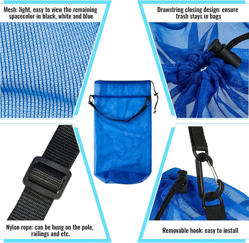 6 3 Berlune Pcs Boat Trash Bag Hoop Mesh Trash Bags, Reusable Outdoor Garbage Can Container Boat Accessories Organizer