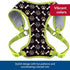 Ribbon Designer Wrap Adjustable Dog Harness, Large & Small, Brown Paws & Bones, 5/8" x 16-19"
