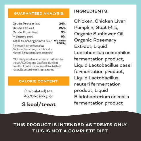 Primal Freeze Dried Dog Treats, Chicken & Pumpkin with Goat Milk, Grain Free Training Treats, 2 oz