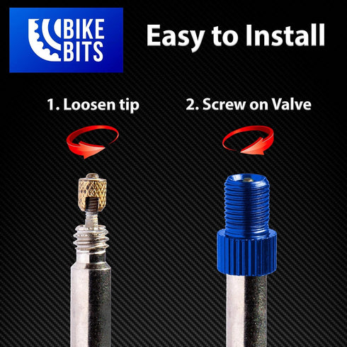 Presta Valve Adapter to Convert Presta to Schrader, Inflate Tire Using Standard Pump or Air Compressor