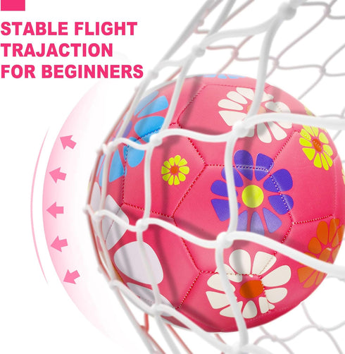 Size 3 Soccer Ball - Girls Soccer Ball Size 3, Pink Sports Training Ball for Kids Aged 4-6, Birthday Gifts