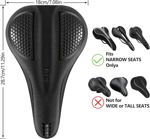 Gel Padded Bike Seat Cushion Cover, Extra Soft Comfy for Men and Women, Fits Various Bikes