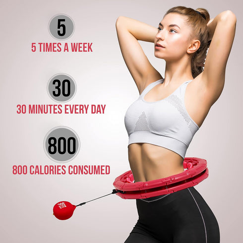 FIT ON FORM Infinity Weighted Hula Fit Hoop for Adult Weight Loss, 2 in 1 Smart Exercise Hoop for Women, 24/28/32