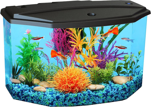 Koller Products Plastic 3-Gallon Aquarium Starter Kit with 4 Colors LED Lighting and Complete