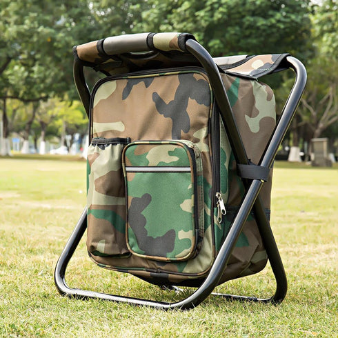 FCFKUK Backpack, Bright starl Multifunction Folding Cooler and Stool Hiking Camouflage Seat Table Bag Camping Gear