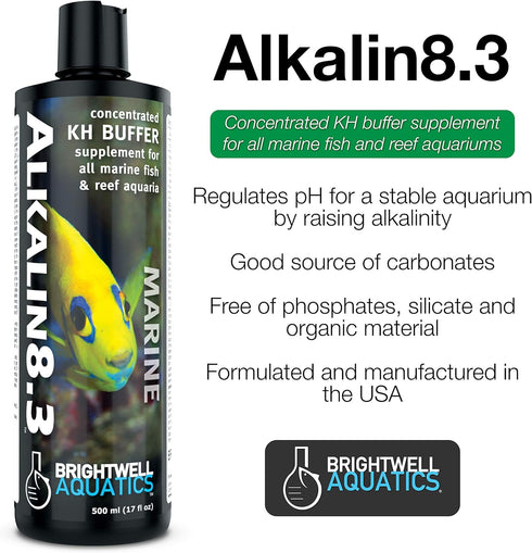 Brightwell Aquatics - Alkalin8.3 Concentrated KH Buffer Supplement - for Marine Fish and Reef Aquaria - 8.45 fl oz