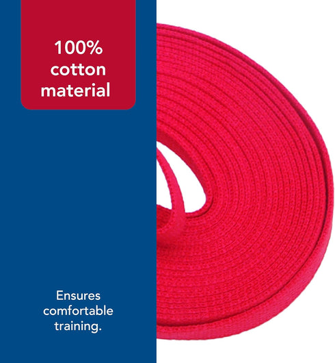 Coastal Train Right Cotton Web Dog Training Leash – Red – 5/8" x 15'