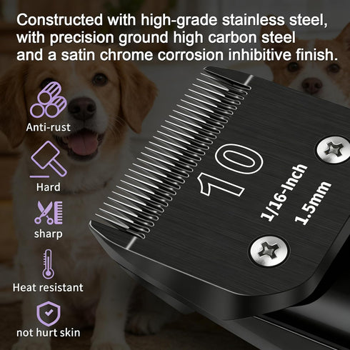 7FC A5, KM-10 7FC 1/8-Inch 3.2mm Black-3Pcs. Detachable Pet Dog Grooming Blades, Compatible with Ainds, Oster Wahl