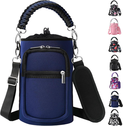 AceTreker 32/40/64/128 oz Neoprene Insulated Water Bottle Carrier Bag, Sling Bag Sleeve