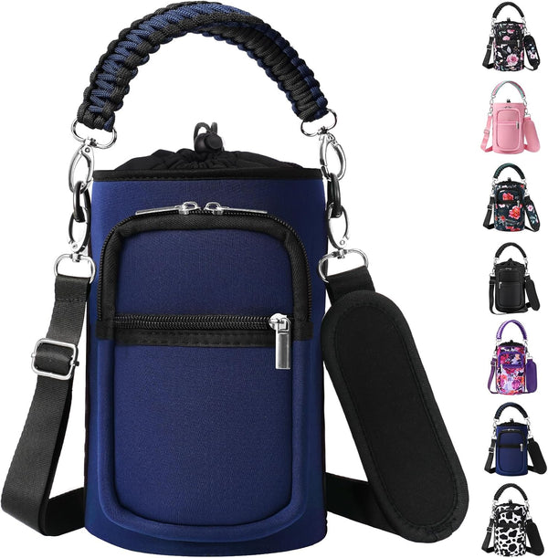 AceTreker 32/40/64/128 oz Neoprene Insulated Water Bottle Carrier Bag, Sling Bag Sleeve