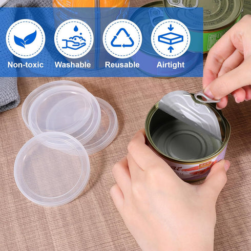Ajcotahm 8 75 mm PCS Dog Food Can Covers Lids, Reusable Pet Food Can Covers, Plastic Transparent Tight Seal Lids