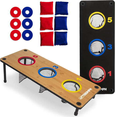 Triumph 2-in-1 3-Hole Bag Toss & Washer Toss Combo Game Compact Dual-Play