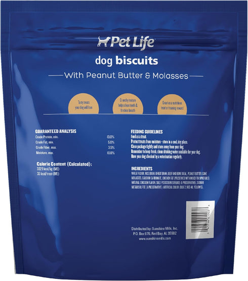 Biscuits with Peanut Butter & Molasses, Crunchy Dog Treats, 4 lb