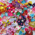 Chenkou Craft 100pcs Random Puppy Yorkie Dog Hair Bow with Rubber Band, Rhinestone Pet Grooming Accessories, Mix Colors