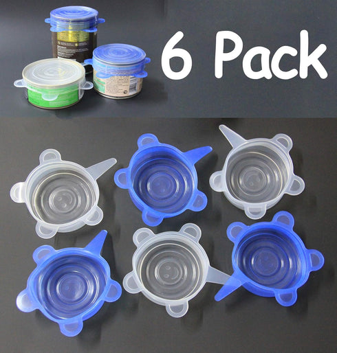 Comtim Pet Food Can Lids, Silicone Stretch Covers for Dog Cat Food, 6 Pack, Reusable Universal Size