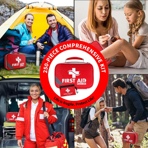 Pack 250pcs Protect Life Survival First Aid Kit for Home/Business, Camping Survival Kits | Mini Travel First Aid Kit |