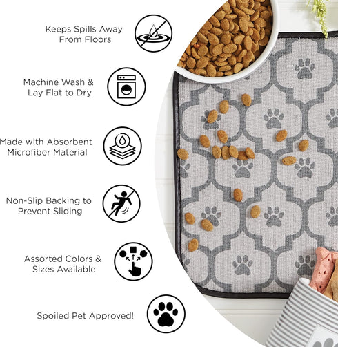 Bone Dry Machine Washable Ultra Absorbent Pet Mat, 12x18, Cat Silhouette Design