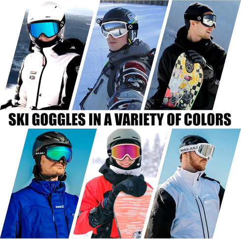 Ski Goggles, MAXJULI, Snowboard Goggles for Men Women, Anti-Fog HD Lens M7