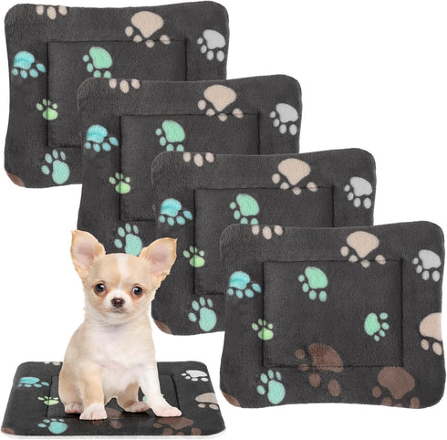 4 Pack Ultra Soft Dog Cat Bed Mat, Cozy Washable Thickened Pet Bed for Small Animals (Black, 13 x 19)