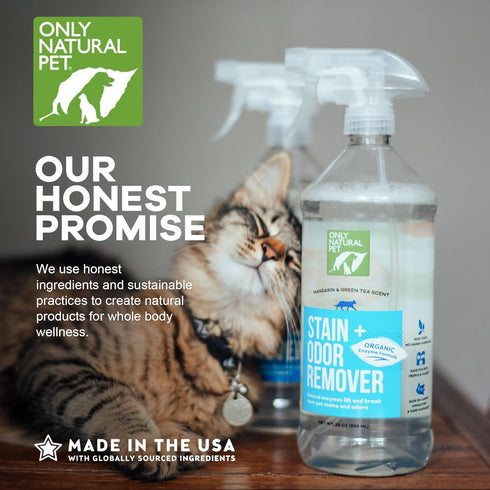 32Floz Only Natural Pet Enzyme Powered Stain & Odor Eliminator - Professional Pet Urine Pee Cleaner Deodorizer for Cats