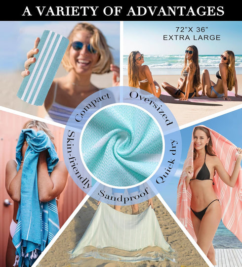 Turkish Beach Towels Outdoor Picnic Throw Blanket Camping Towel Quick Dry Lightweight No Sand Extra Large Accessories Gear Essentials Glamping Tent Gear Must Haves Hiking Supplies Backpacking Gadgets by Antfuny