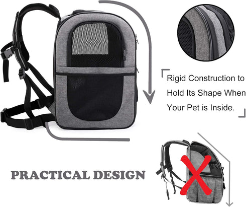Apollo Walker Pet Carrier Backpack for Large/Small Cats and Dogs, Safety Features and Cushion Back Support for Travel